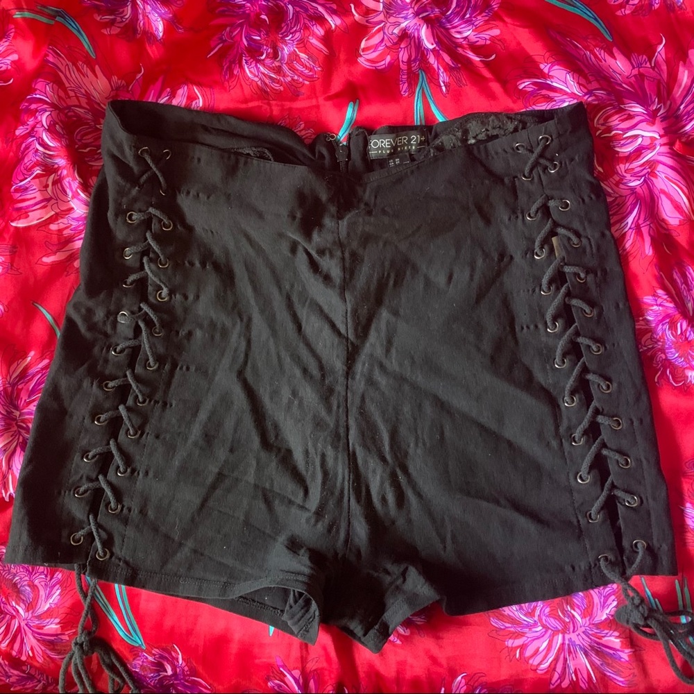 Goth lace up corset high waisted shorts